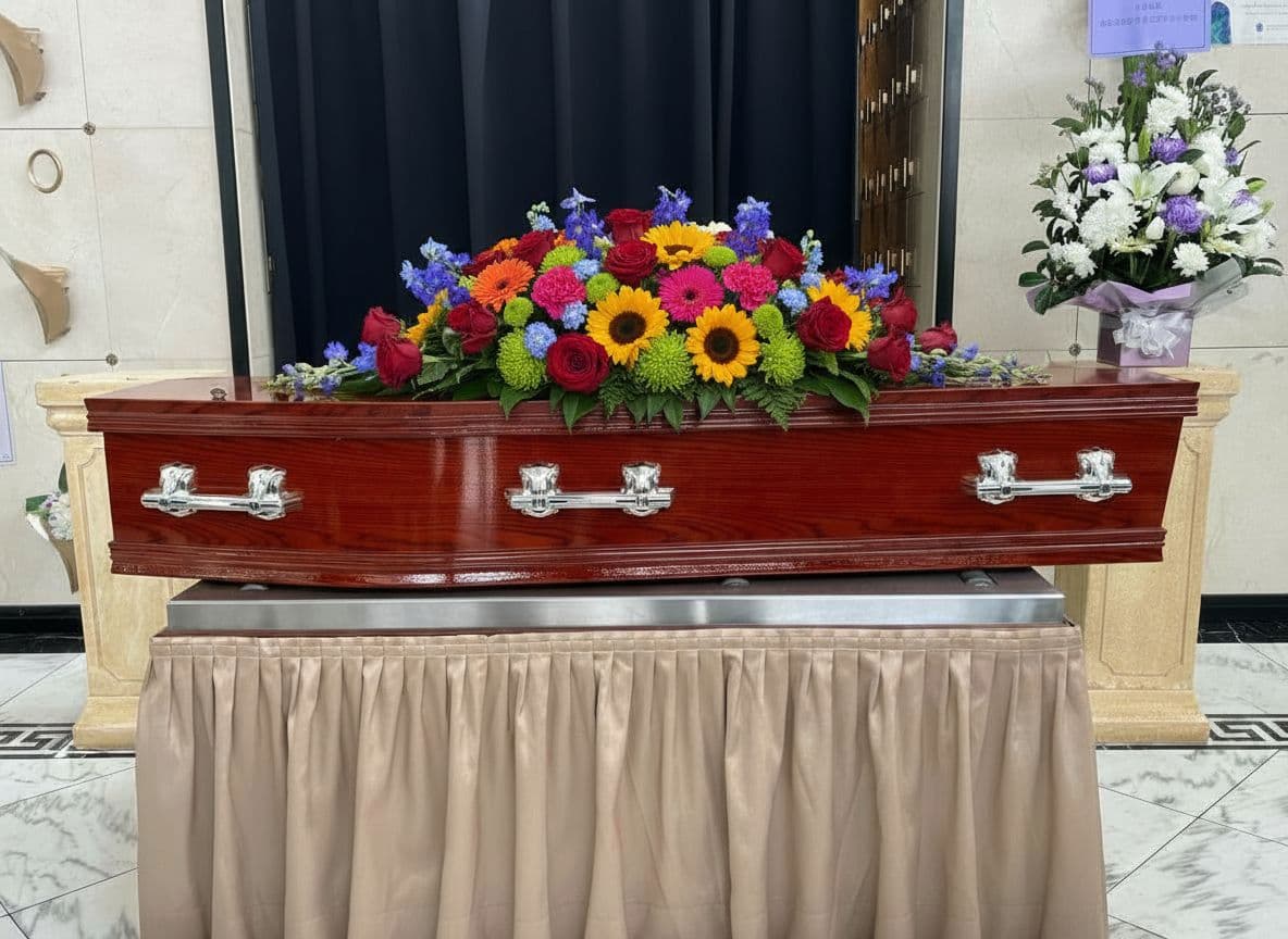 Colourful Coffin Flower Arrangement