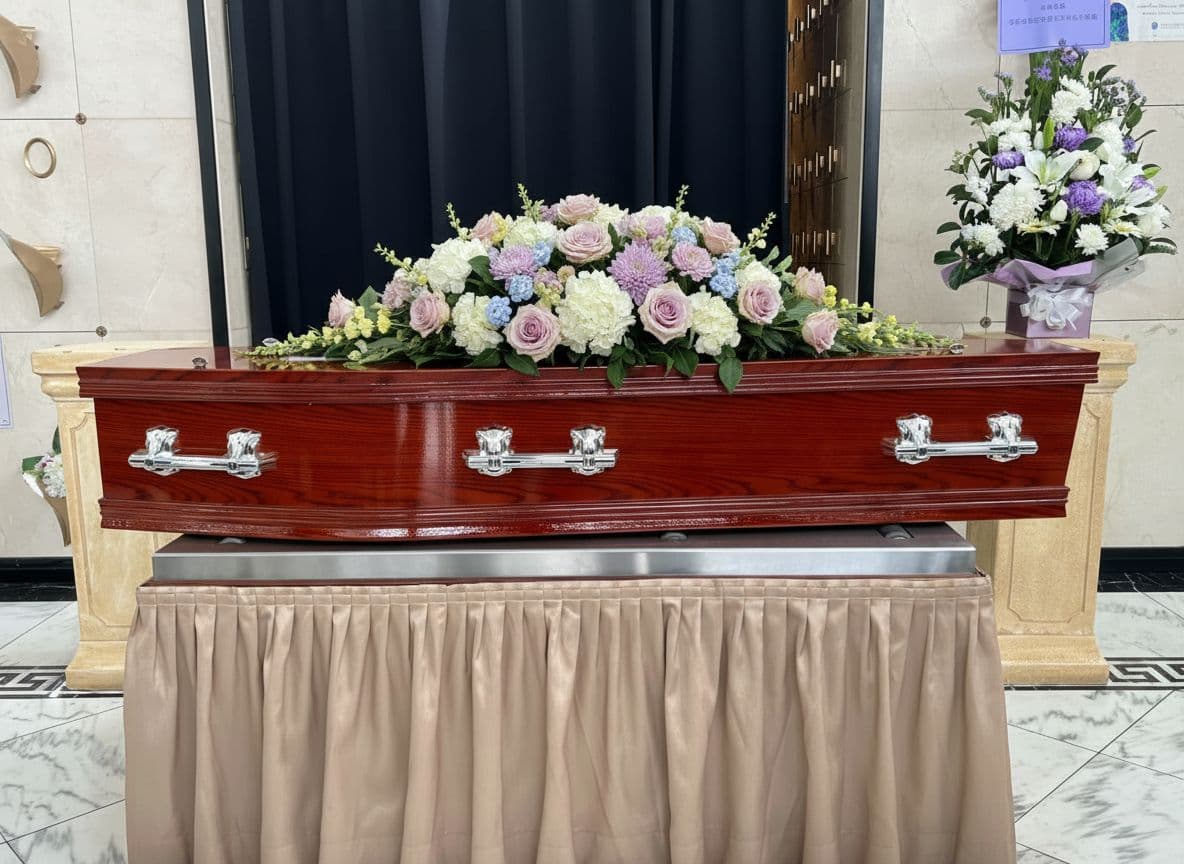 Pastel Coffin Flower Arrangement